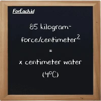 Example kilogram-force/centimeter<sup>2</sup> to centimeter water (4<sup>o</sup>C) conversion (85 kgf/cm<sup>2</sup> to cmH2O)